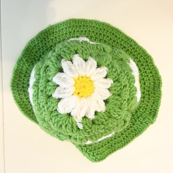 Handmade Crochet Floral Bucket Hat Womens Daisy Cottagecore Hippie 70s 90s Retro - Picture 5 of 5